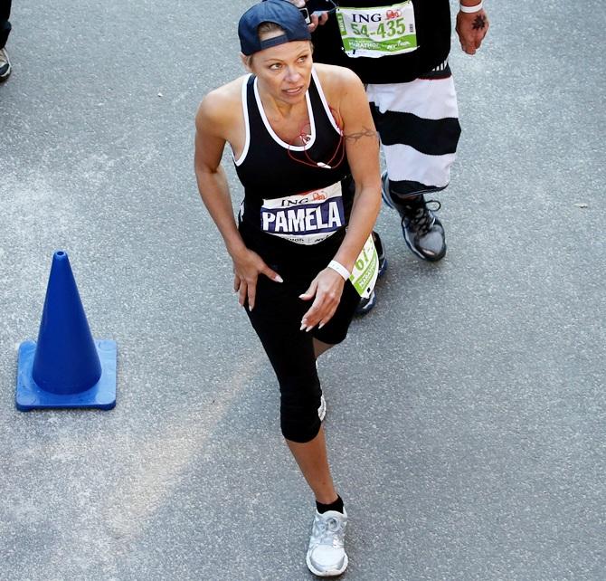 Pamela Anderson ran the NYC marathon in 2013. The former Baywatch beauty joined thousands of runners to complete her first ever marathon in New York.