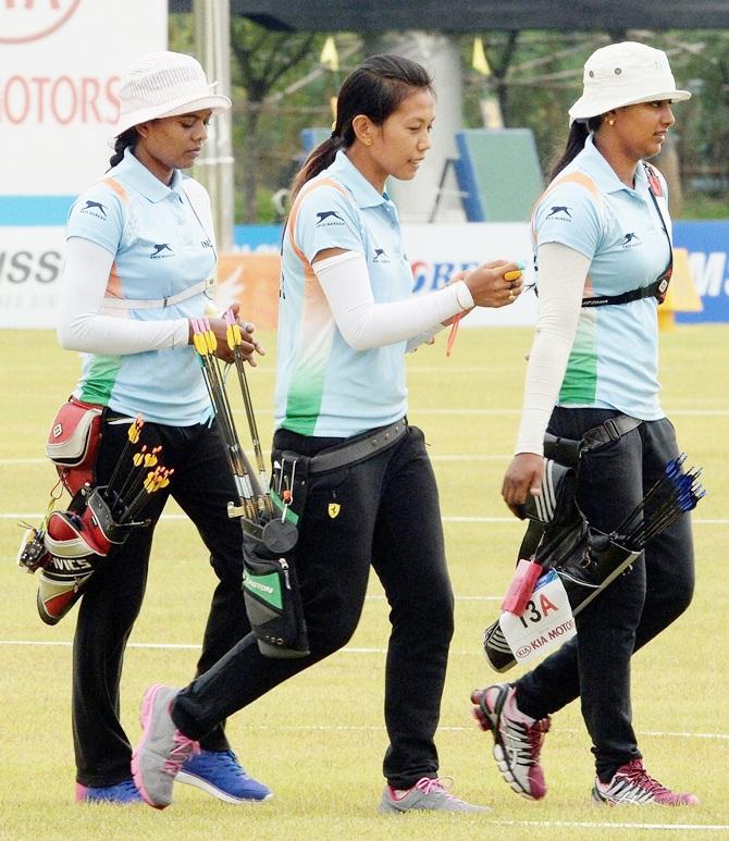 Deepika Kumari, L Bombayla Devi and Laxmirani Majhi 