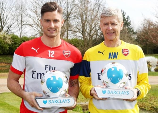 Arsene Wenger and striker Olivier Giroud 