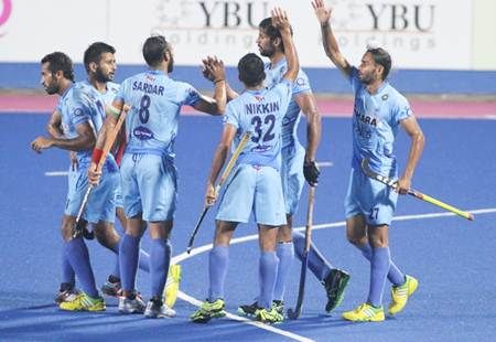 India's players celerate after scoring