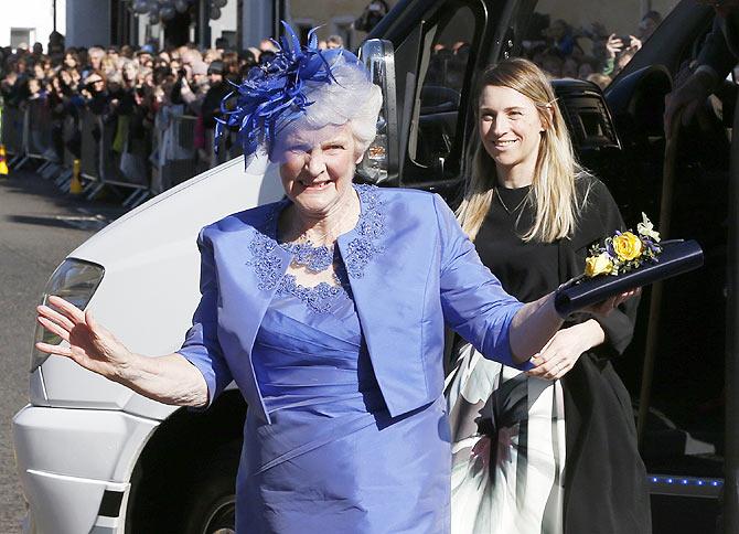 Andy Murray's grandmother Shirley Erskine arrives at the cathedral for his wedding