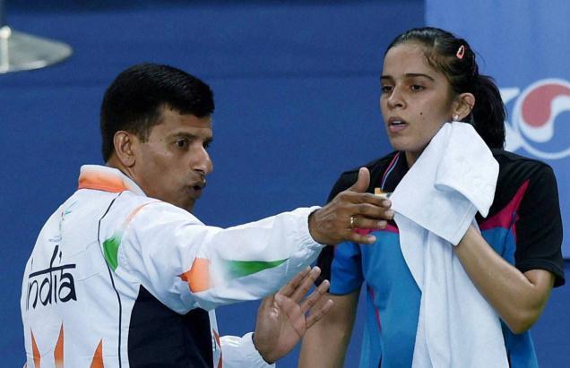 Saina Nehwal with coach Vimal Kumar