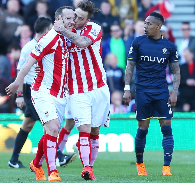 Charlie Adam of Stoke City celebrates