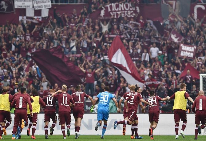 Team of Torino FC celebrate