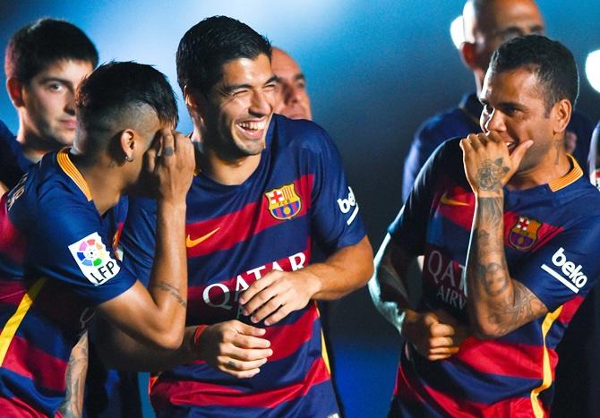 Neymar, Luis Suarez and Dani Alves