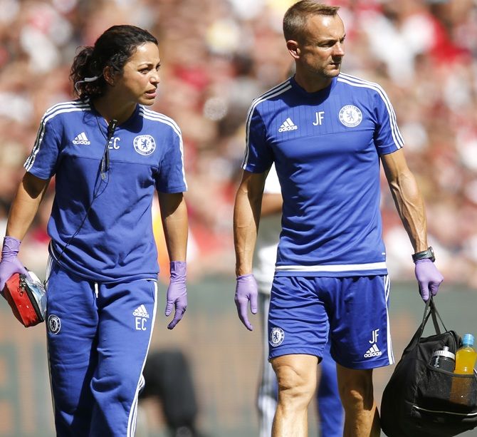 Chelsea first team doctor Eva Carneiro, left