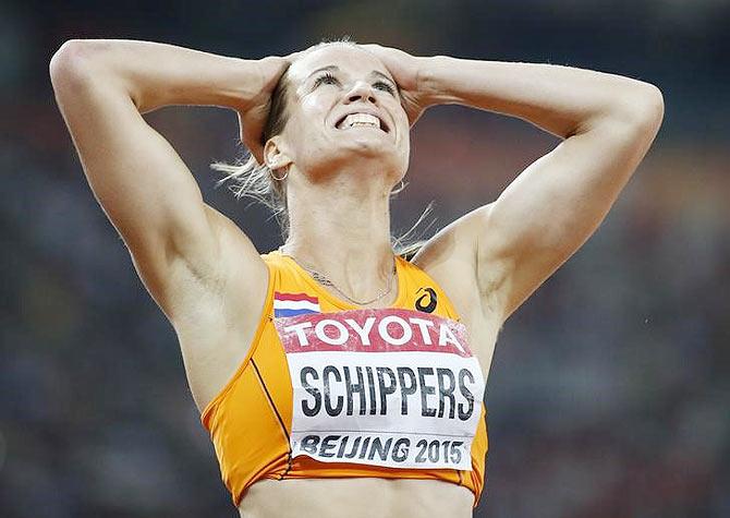 The Netherlands' Dafne Schippers reacts after winning the women's 200m event on Friday