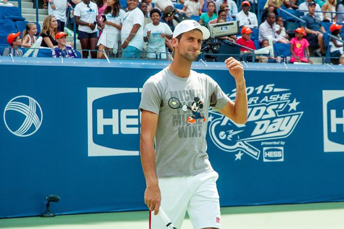 Novak Djokovic attends the 20th Annual Arthur Ashe Kids' Day on Saturday