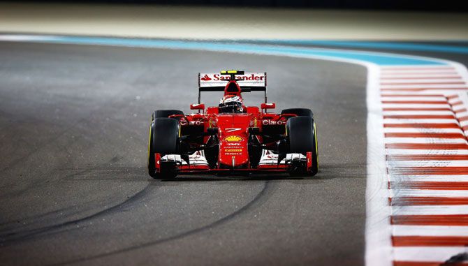 Kimi Raikkonen of Finland and Ferrari drives during the Abu Dhabi Formula One Grand Prix at Yas Marina Circuit on November 29 on Abu Dhabi