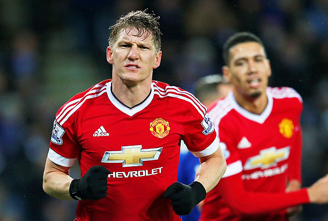 Manchester United's Bastian Schweinsteiger celebrates a goal