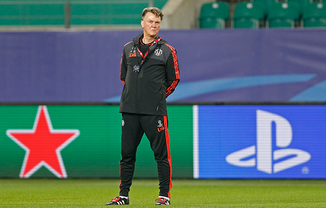Manchester United manager Louis van Gaal during training 