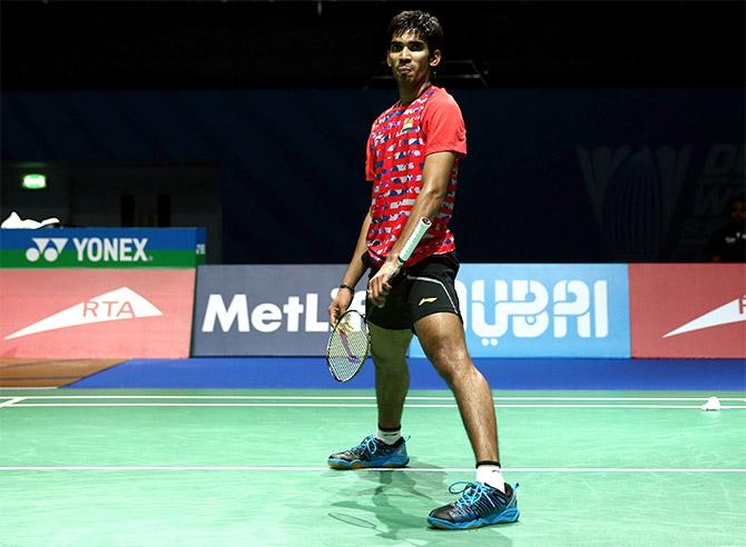 Srikanth Kidambi of India in action against Viktor Axelsen of Denmark 