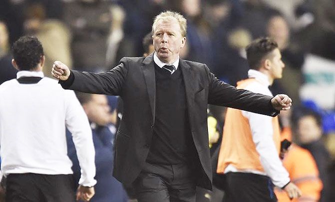 Newcastle United manager Steve McClaren celebrates after the game