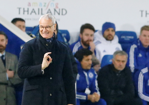 Leicester City manager Claudio Rainieri reacts during the Premier League match against Chelsea 