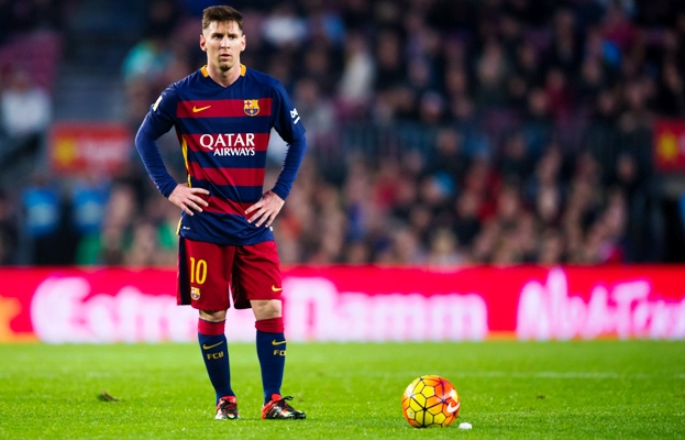 Lionel Messi of FC Barcelona looks on during a La Liga match 
