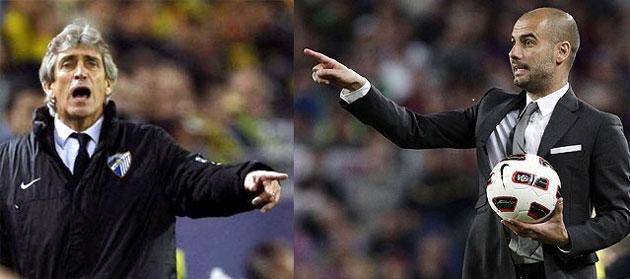 Manuel Pellegrini and Pep Guardiola (right)