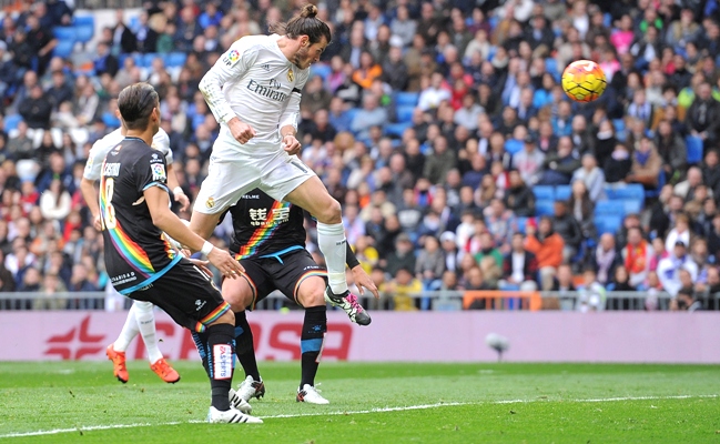 Gareth Bale of Real Madrid scores his team's second goal 