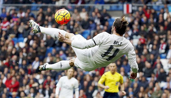Real Madrid's Gareth Bale in action against Rayo Vallecano during their La Liga match at the Santiago Bernabeu stadium on Sunday