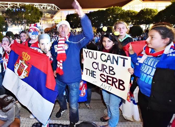 Fans of Novak Djokovic of Serbia 