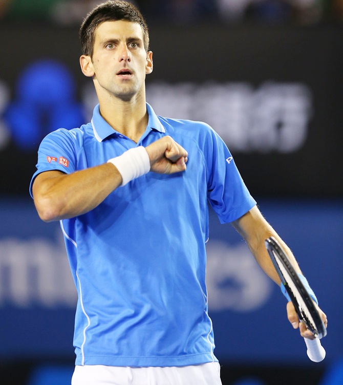 Novak Djokovic of Serbia celebrates
