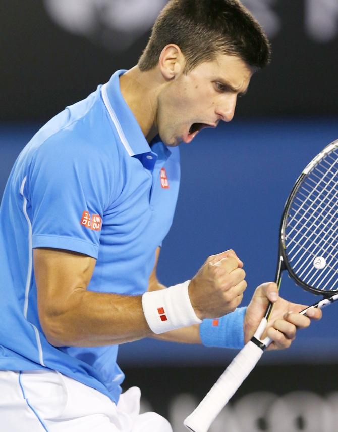 Novak Djokovic of Serbia celebrates