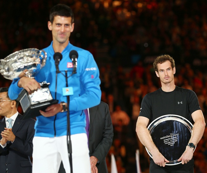 Novak Djokovic of Serbia celebrates