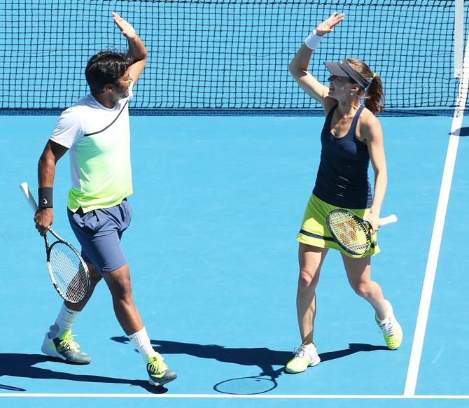 Martina Hingis of Switzerland and Leander Paes of India