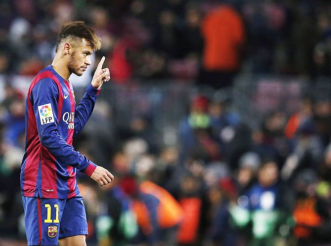 Barcelona's Neymar celebrates his goal against Villarreal
