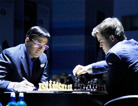 Magnus Carlsen of Norway and Viswanathan Anand