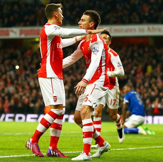 Laurent Koscielny of Arsenal celebrates