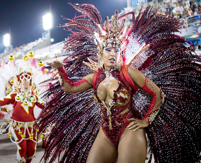 Members of Unidos da Tijuca Samba School during their parade at Brazilian Carnival