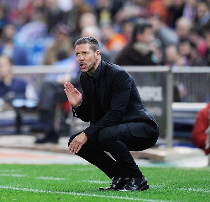 Head coach Diego Simeone of Club Atletico de Madrid reacts