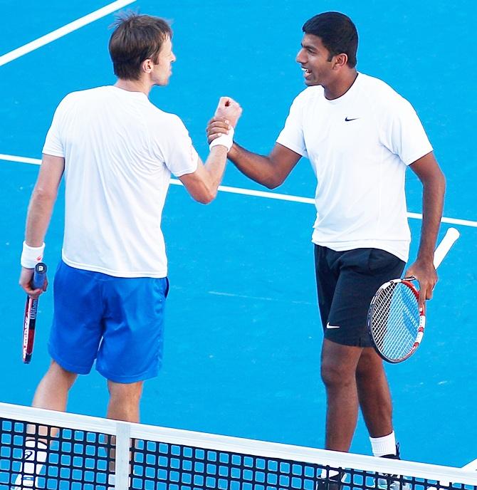 Rohan Bopanna of India and Daniel Nestor of Canada