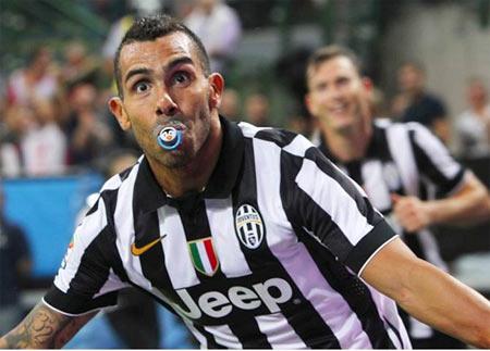 Carlos Tevez of Juventus FC celebrates after scoring