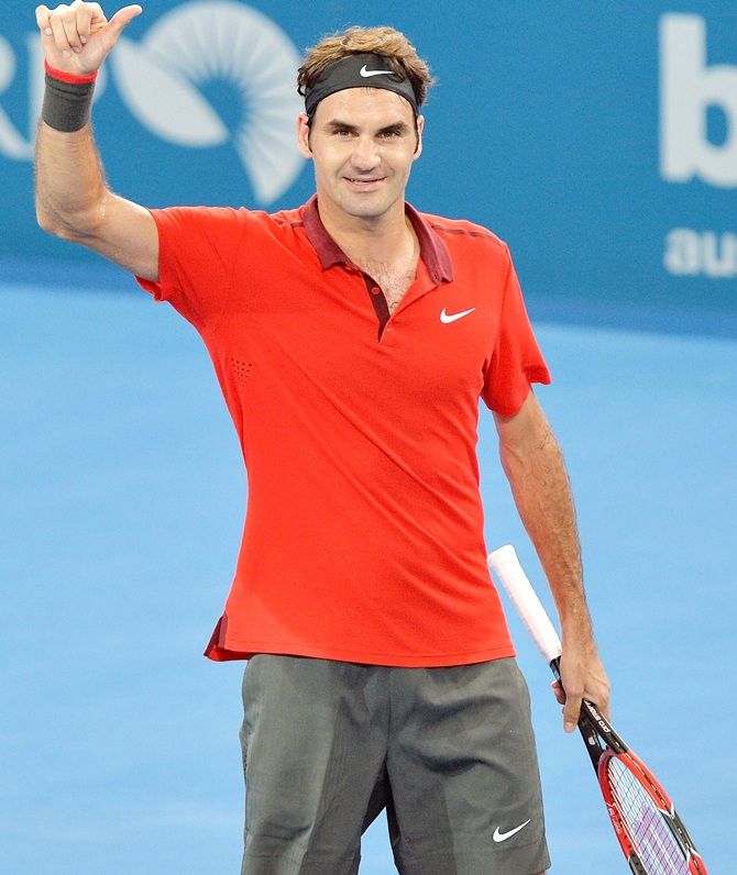 Roger Federer of Switzerland celebrates