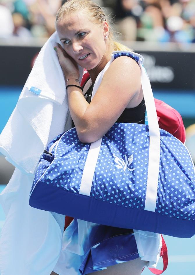 Svetlana Kuznetsova of Russia leaves the court