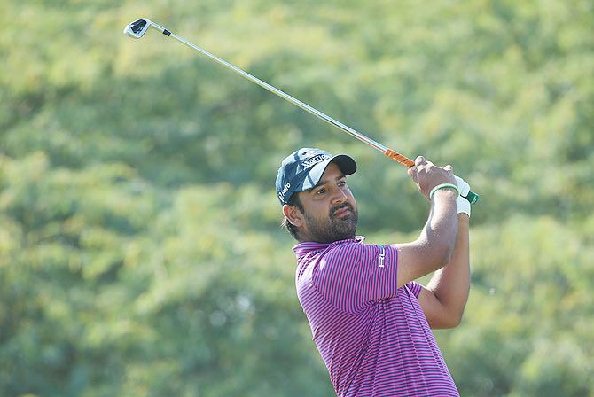 Shiv Kapur of India in action during the third round of the Commercial Bank Qatar Masters at Doha Golf Club in Doha, Qatar on Friday