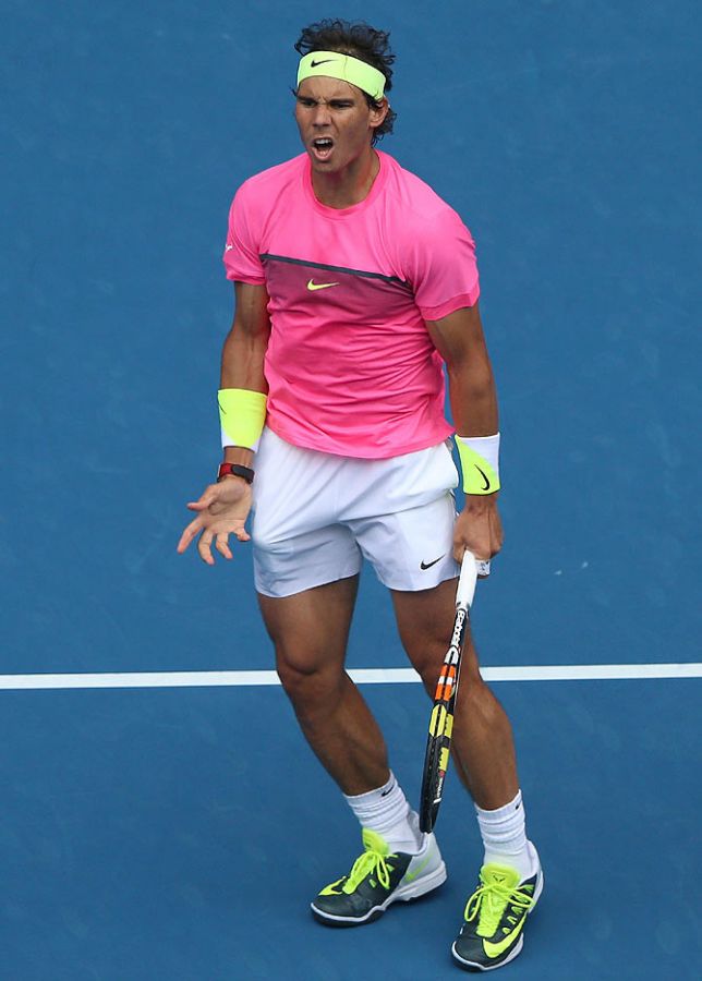 Rafael Nadal of Spain celebrates a point in his quarterfinal match against Tomas Berdych of the Czech Republic on Tuesday