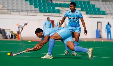 India's hockey players in action