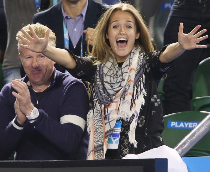 Kim Sears celebrates