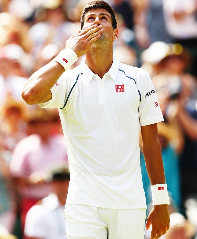 Novak Djokovic of Serbia celebrates