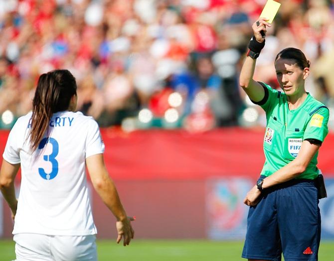 Referee Anna-Marie Keighley of New Zealand