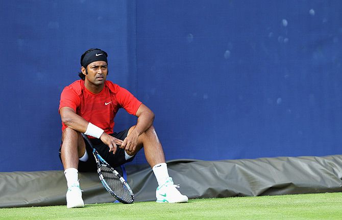 Leander Paes in a pensive mood during a training session