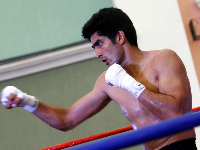 Vijender Singh during a training session 