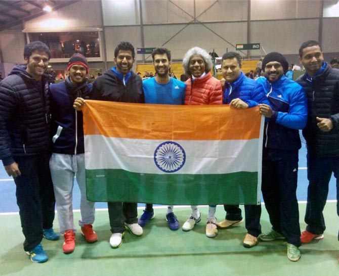  The Indian team celebrate