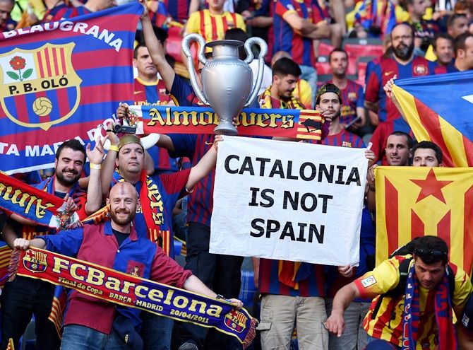 Barcelona fans show support for their team 