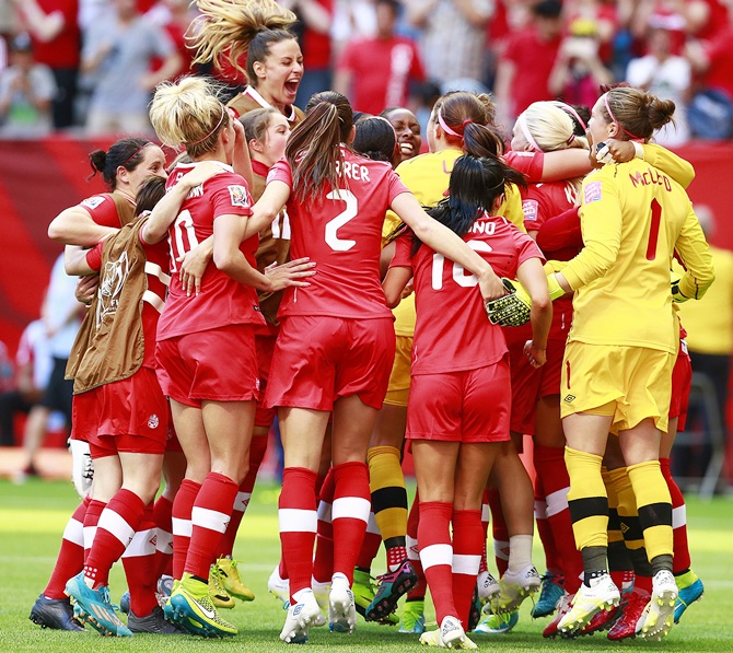 Members of Canada celebrate