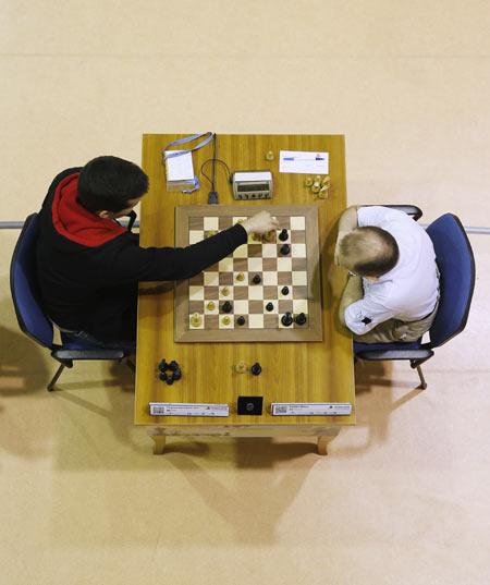 Nepomniachtchi of Russia plays against Milov Vadim of Switzerland during the FIDE World Rapid & Blitz Chess Championships 2014 at Dubai Chess 