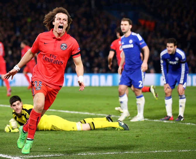 David Luiz of PSG celebrates