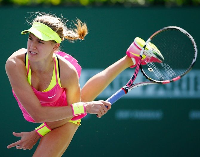Eugenie Bouchard of Canada in action